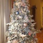 Заснеженная ель с гирляндой «Россо» теплый свет (Литая+пвх) 150 см / 1,5 м