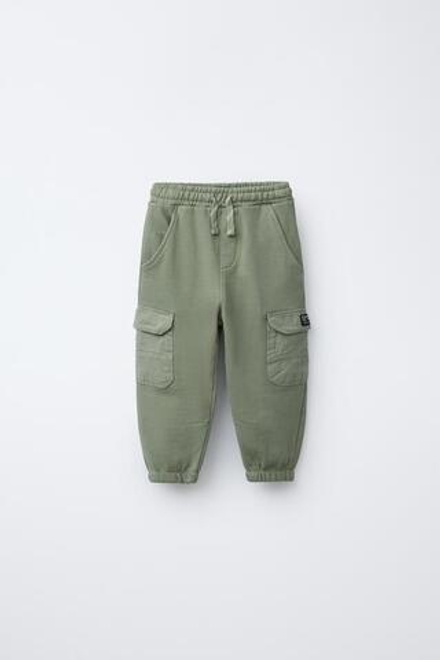 ZARA БРЮКИ-ДЖОГГЕРЫ В СТИЛЕ КАРГО, СВЕТЛО-ЗЕЛЕНЫЙ