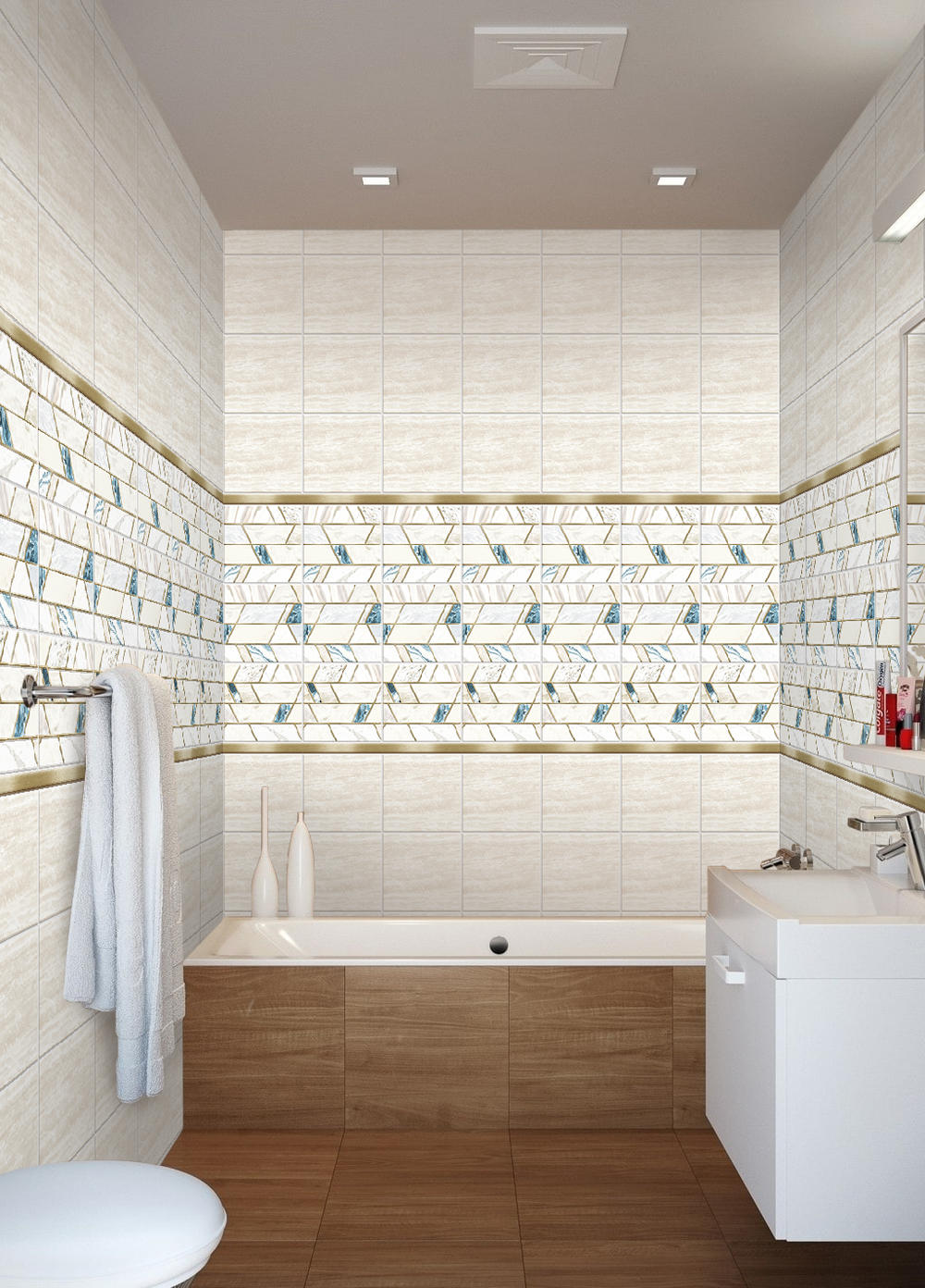 Панель ПВХ фотопечать с глиттером Беатриса 2700х250мм