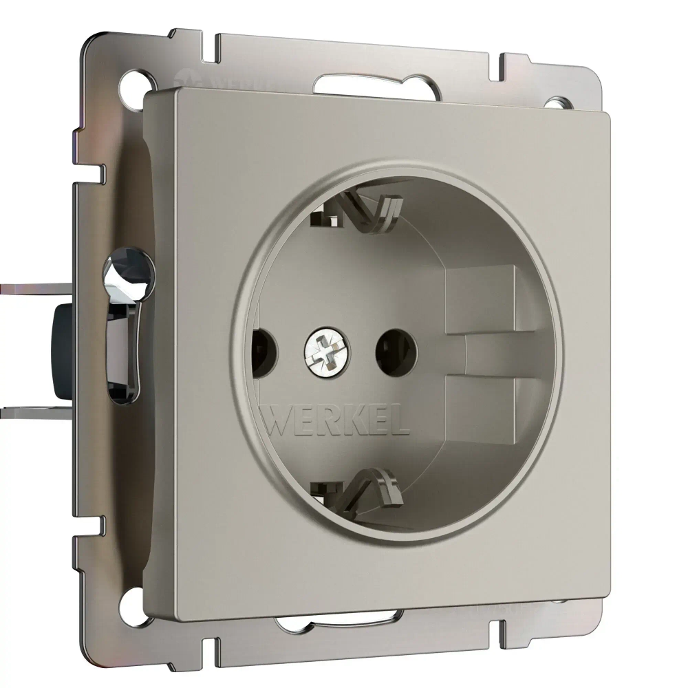 Розетка с заземлением и шторками (дымчатый матовый) W1271104