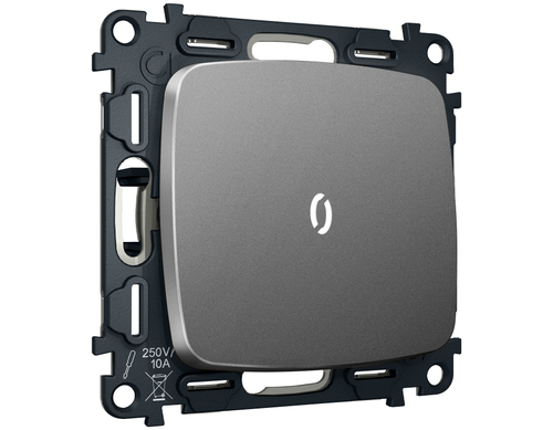 MO652015 Комплект механизма 1-кл выключателя с подсветкой 5600K OMEGA Антрацит серый QUANT (OP6520, VM101, G14W)