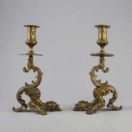 Винтаж: Пара антикварных бронзовых подсвечников