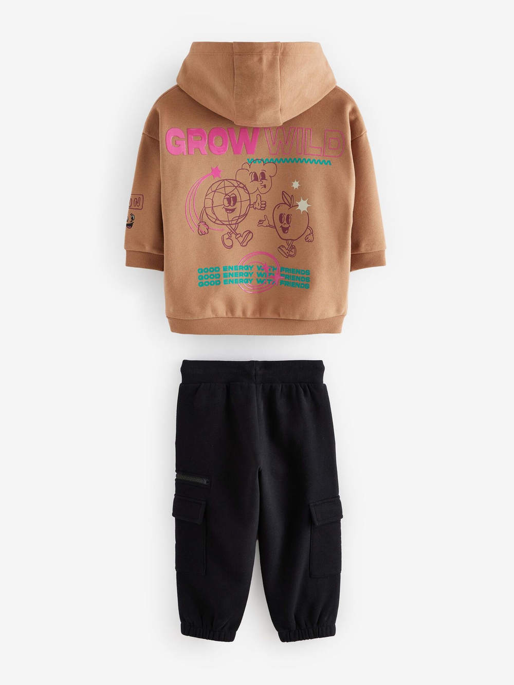 Толстовка с капюшоном и джоггеры в комплекте для мальчика Next B29-615, Бежевый, Черый