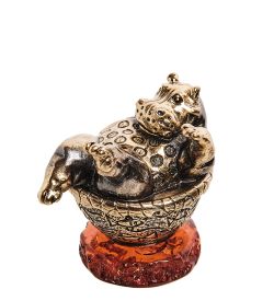 AM-2797 Шкатулка «Бегемотик Фифа» (латунь, янтарь)