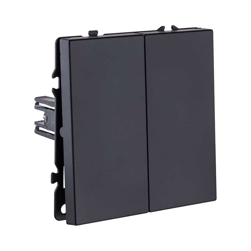 Выключатель кнопочный 2-клавишный 10А/250В, черный матовый Kollinger Eclipse EC-025BK