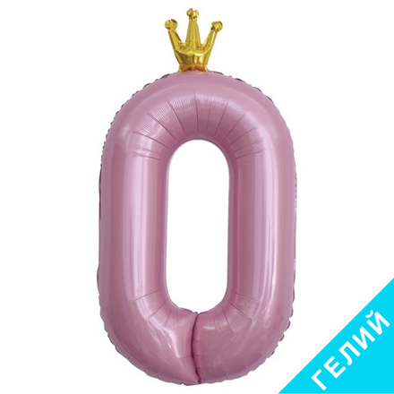 Цифра 40" №0 корона розовый, с гелием #131190-HF2