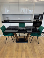 Кухонный раскладной стол "Прадо" черный мрамор и 4 стула ГУЧИ