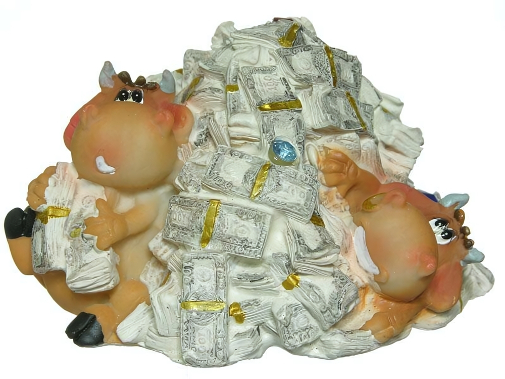 Копилка Бычки в куче долларов 6,5 см 3-DL-F1174