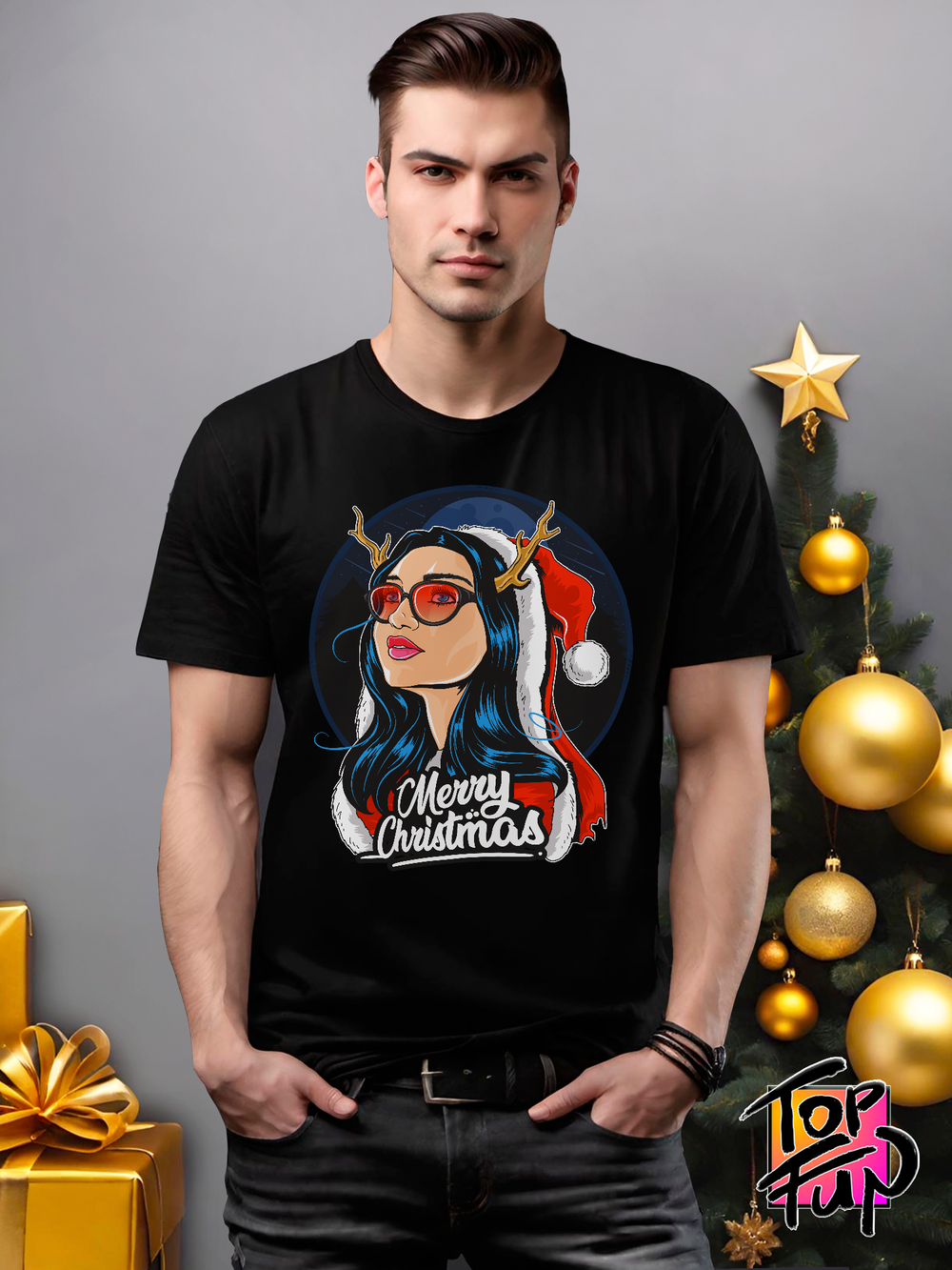 Футболка Merry Christmas снегурочка