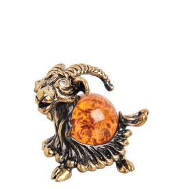 AM- 339 Фигурка «Коза» бол. (латунь, янтарь)