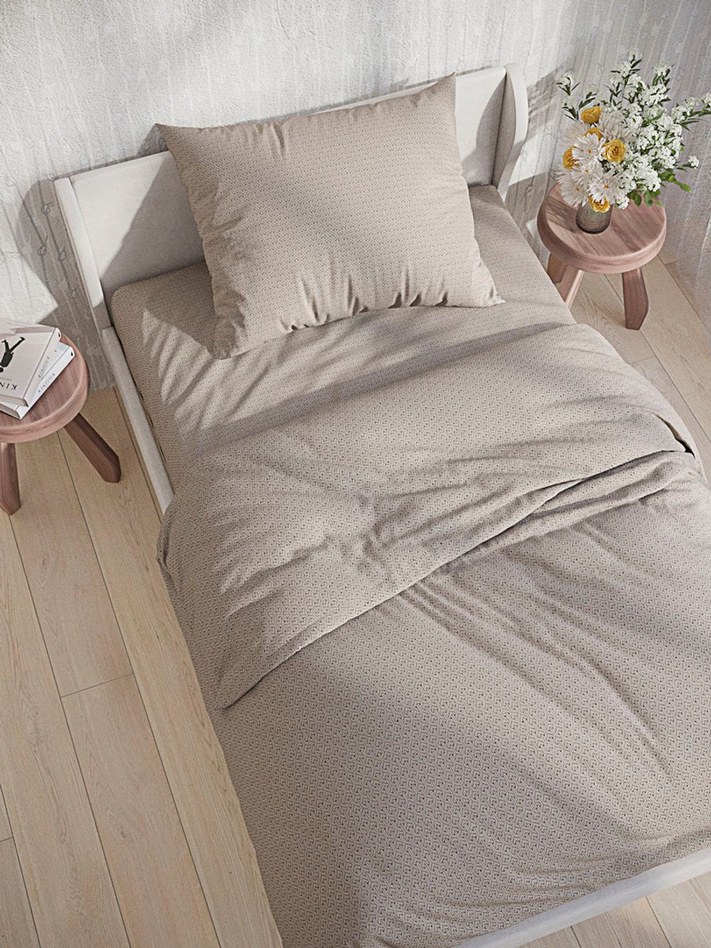 Простынь на резинке перкаль Сказка "Grafico" 90x200 см