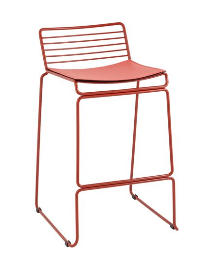 Стул металлический полубарный Hero бордовый с подушкой