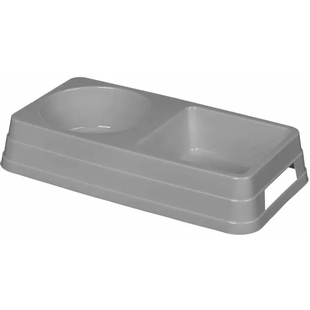 МИСКА ДЛЯ ЖИВОТНЫХ ДВОЙНАЯ LUCKY PET 0,8Л (0,45Л + 0,36Л) (Серый)