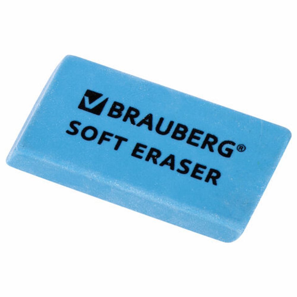 Набор ластиков BRAUBERG "Soft" 2 шт., 52х25х9 мм, цвет ассорти, прямоугольные, скошенные края, 228062