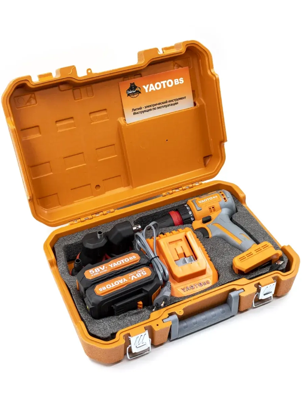 Дрель-шуруповерт трансформер YAOTO BS 58V: 4 сменных патрона, 3000 об/мин, Li-ion 4.0Ah, мощная подсветка