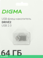 USB Flash-накопитель Digma DRIVE2 64GB USB 2.0 серебристый (DGFUM064A20SR)