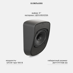 CVGAUDIO WPL6TBL Настенный 5” широкополосный громкоговоритель, 3/6W-100V, черный