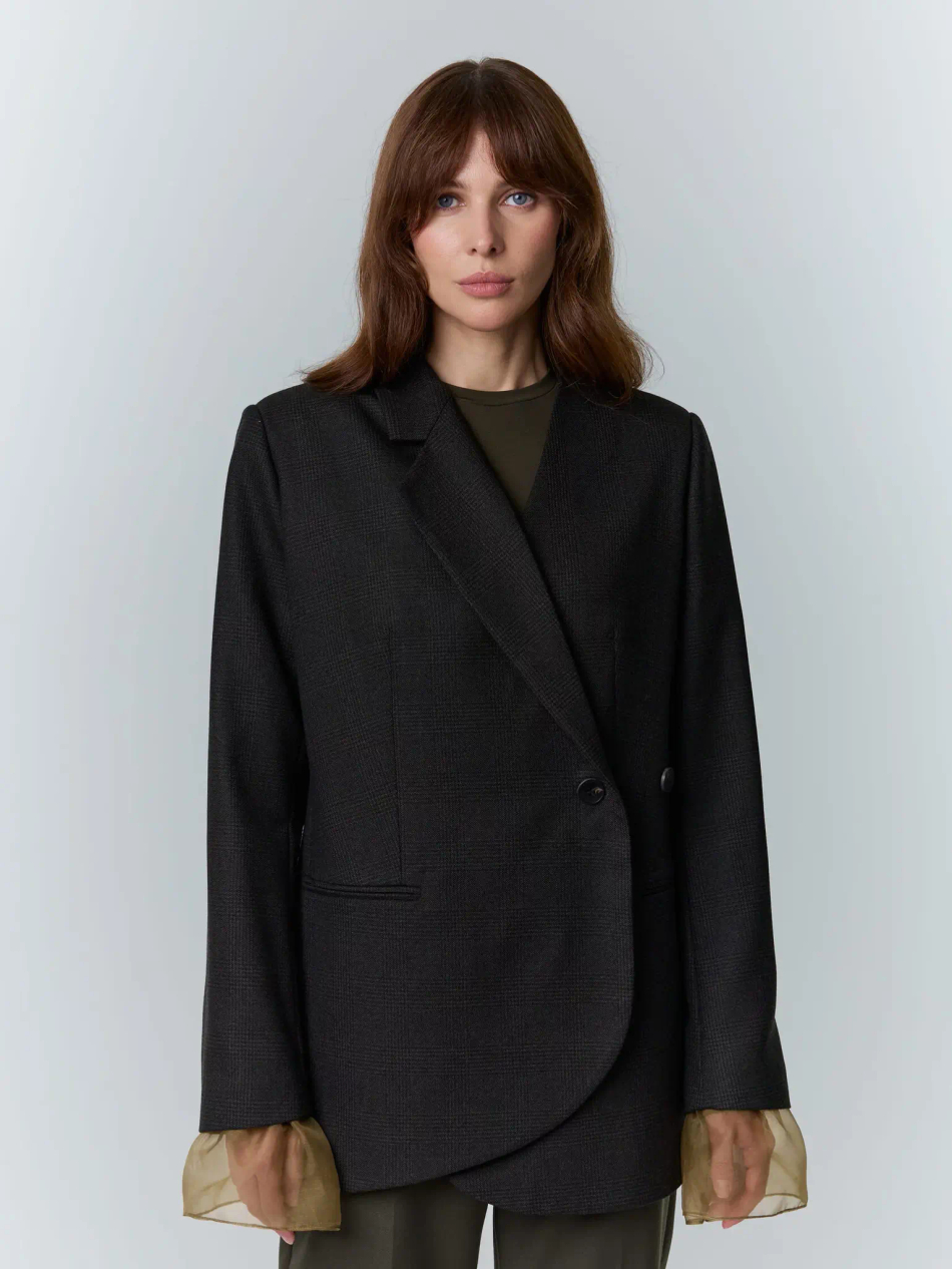 Жакет асимметричный зеленый