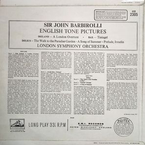 Sir John Barbirolli / English Tone Pictures (LP)