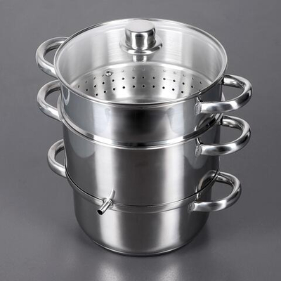 Соковарка из нержавеющей стали Доляна, 5,8 л, d=23 см, индукция, стеклянная крышка, цвет хромированный (Цвет: не задано)