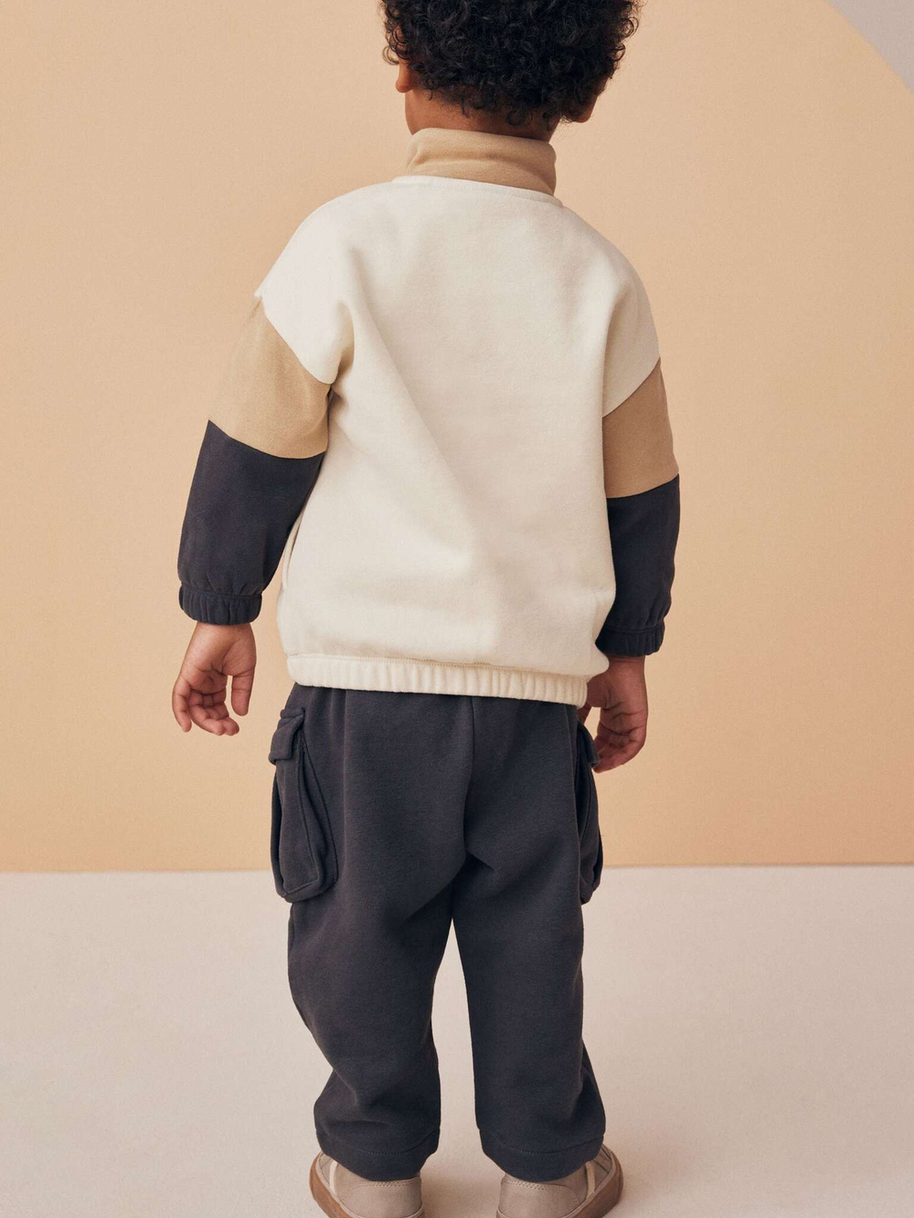 Толстовка на молнии и брюки карго в комплекте для мальчика Next N96-331, Серый, Бежевый