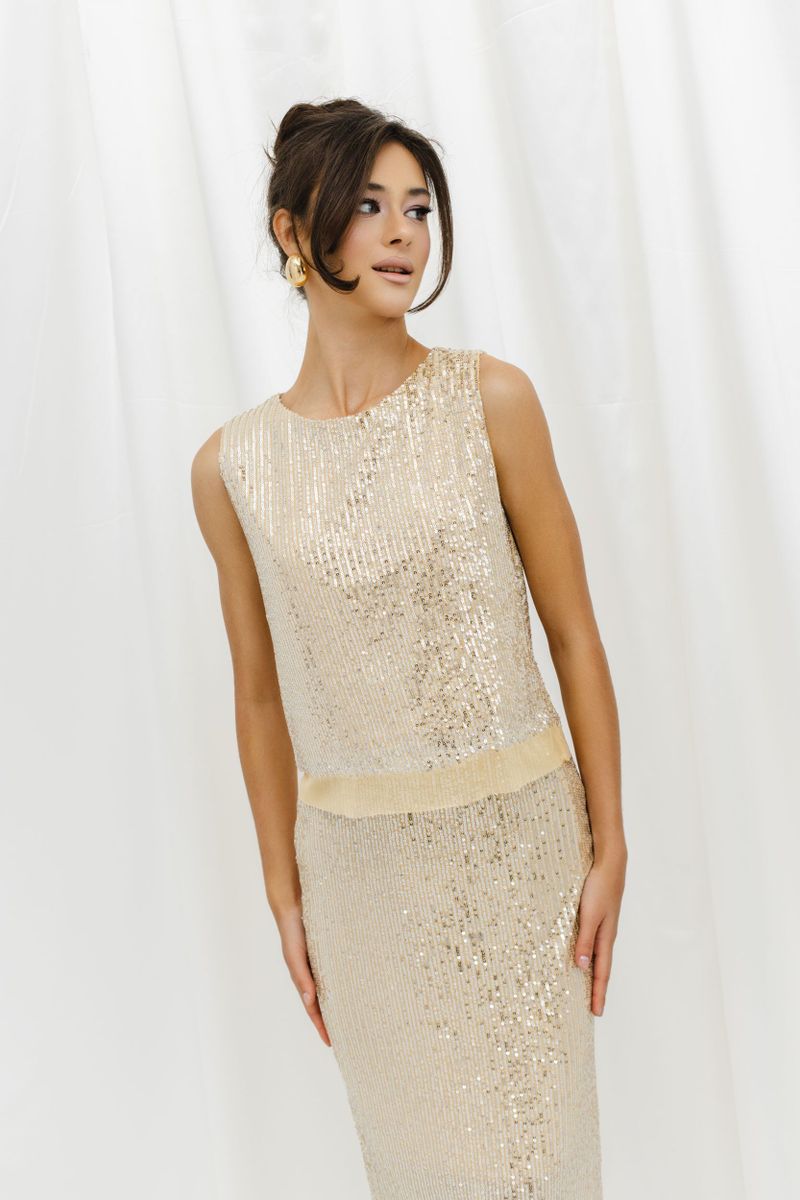 Блуза-топ из пайеток удлиненный