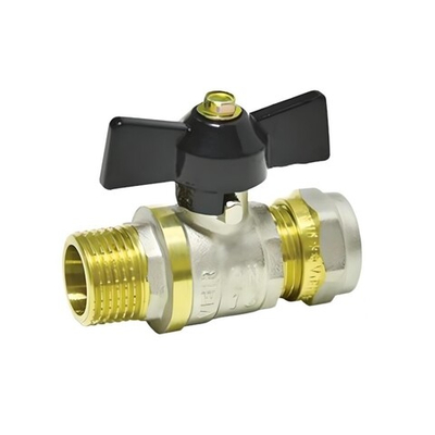 ViEiR Кран шаровой ручка бабочка 20х3/4" НР, цанговый фитинг (VRLM202)