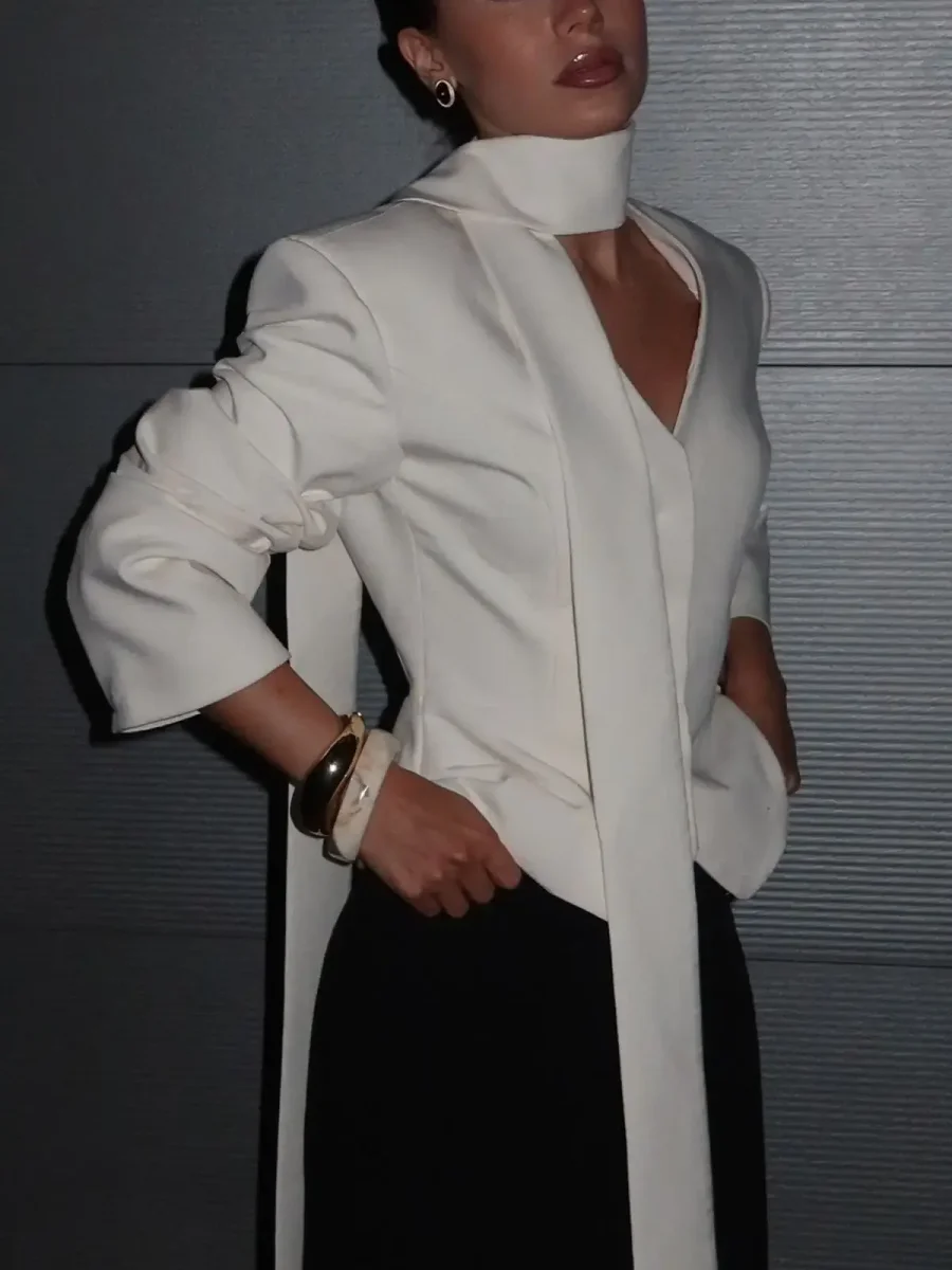 Блейзер с шарфом Tata, Молочный