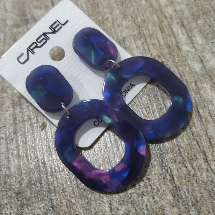 Серьги-гвоздики Murena 2 овала цвет синий радужный