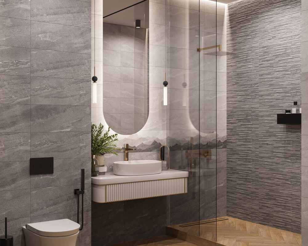Плитка настенная Gracia Ceramica Fog 25x60 см 1.2 м² матовая с sugar эффектом цвет серый полосы