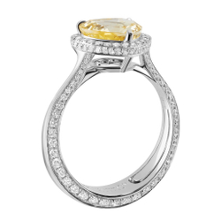 Кольцо Сердце с Жёлтым Сапфиром и Бриллиантами, R0070-36/2