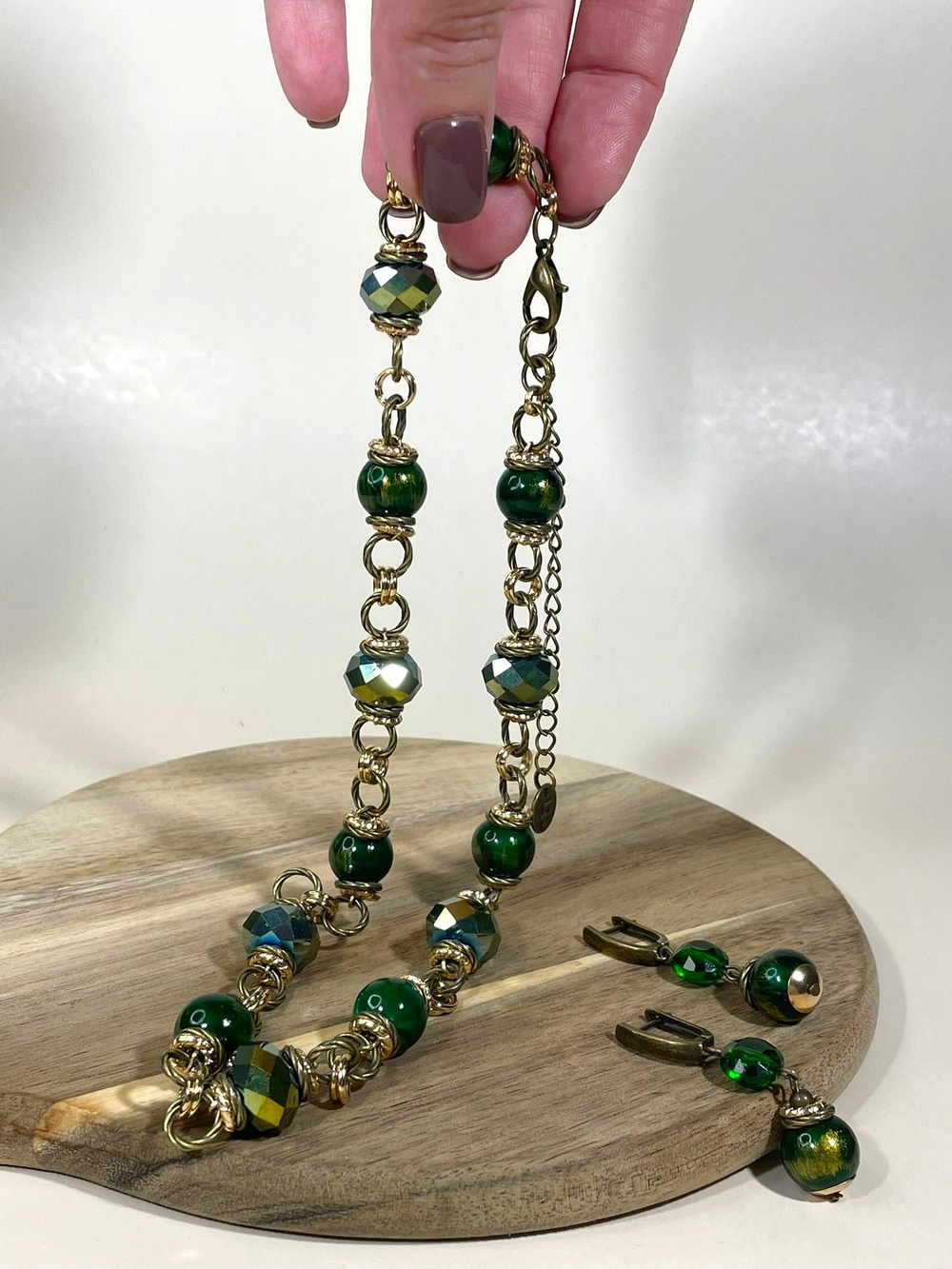 Комплект колье и серьги муранское стекло