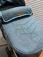 Коляска-трансформер Sweet Kids 608 3в1 Синий текстиль на золотой раме