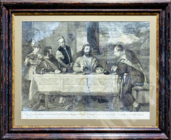 Массон Антуан. Ужин в Эммаусе. По картине Тициана  Франция, 1653-1700 г. Гравюра.