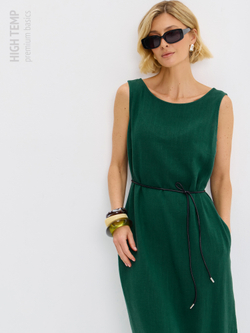 Льняной сарафан макси с карманами