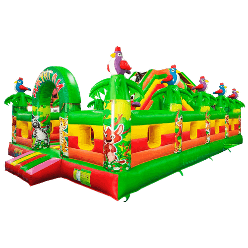 Коммерческий надувной батут "Джунгли" с горкой, 10*6*4.5 м