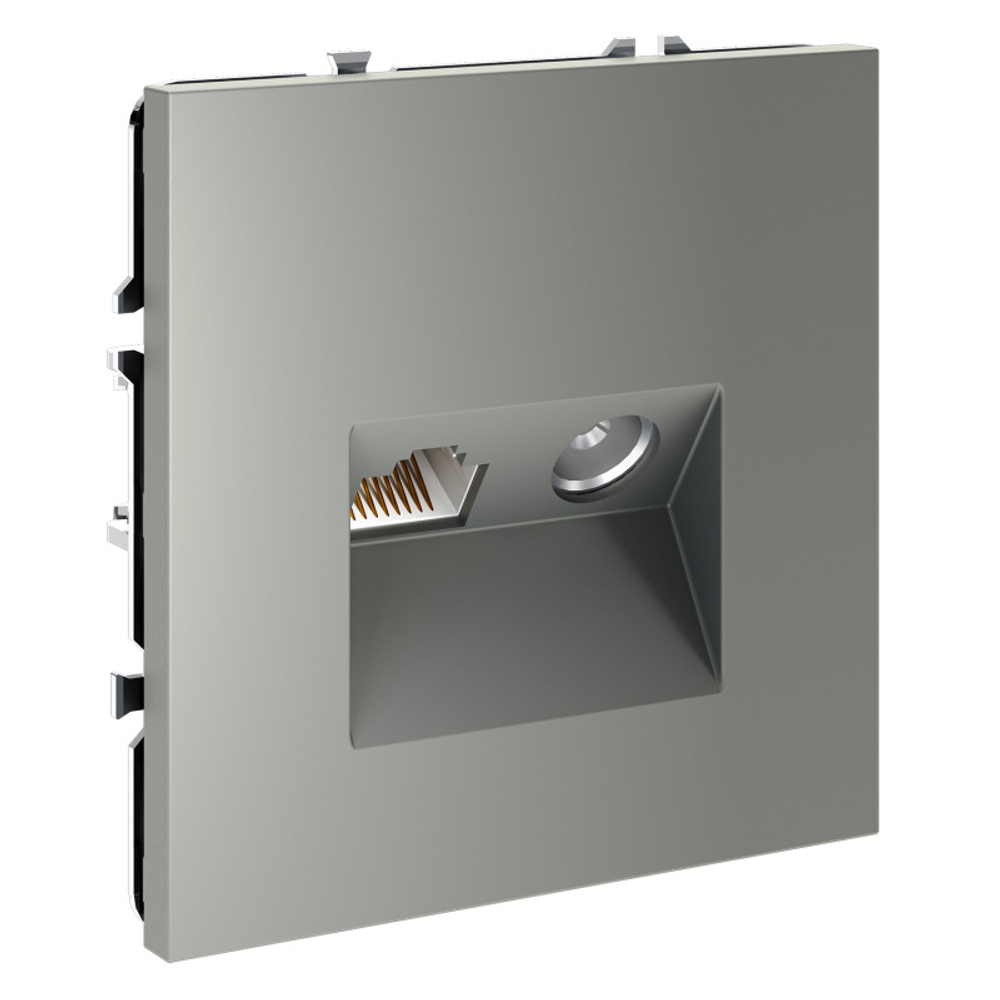 Розетка телевизионная встраиваемая VOLTUM S70 TV+RJ45 кат. 6, (сталь)