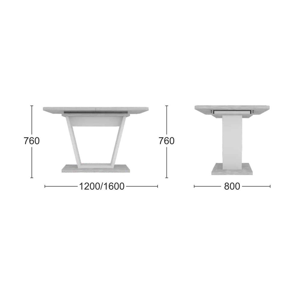 Стол обеденный Verona (120+40) дуб эвок прибрежный/глиняный серый