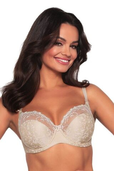 Бюстгальтер с мягкой чашкой, мелкими цветами и вышивкой (Размер: 90C) (Цвет: телесный)