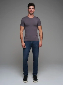 Футболка V-вырез однотонная облегающая