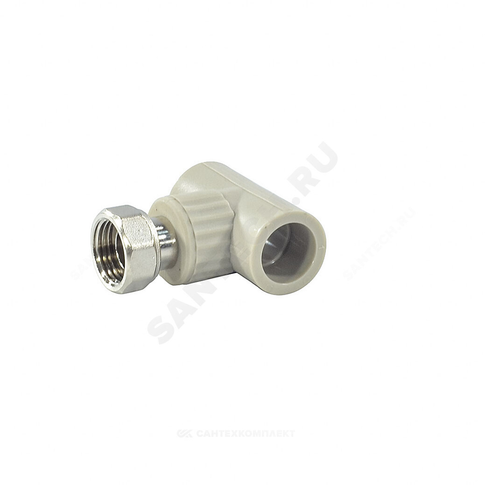 Тройник PP-R комбинированный серый Дн 25х1" с накидной гайкой VALFEX 10140125Г