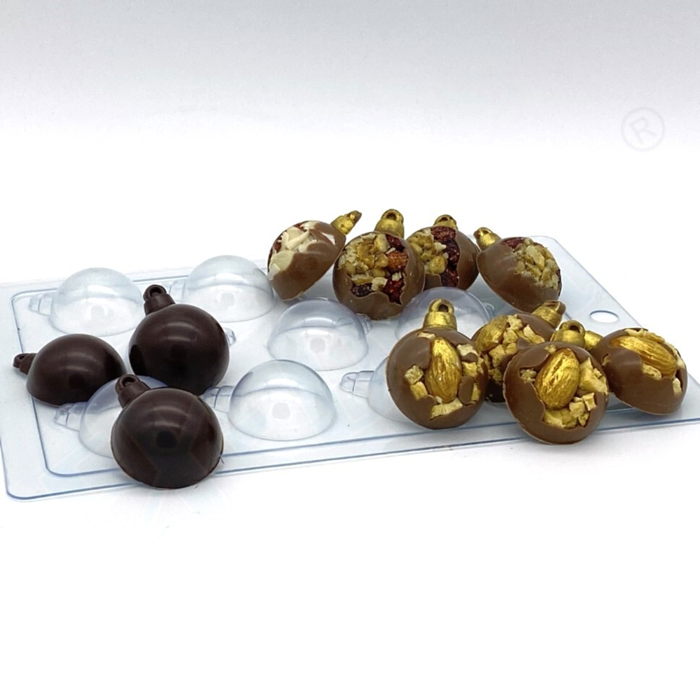 Форма пластиковая для конфет Новогодний шар МИНИ (11 ячеек)