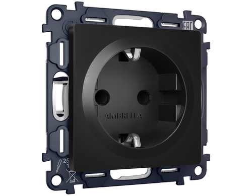 MA807010 Комплект механизма электрической розетки ALFA Черный матовый с/з с шторками QUANT (AP8070, VM141)