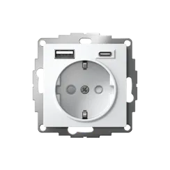 Розетка AtlasDesign 16А с 2-мя заряд. устройствами USB тип A+C 5В/2.4А/3.0А 2х5В/1.5А механизм лотос SE ATN001332