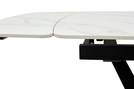 Стол ALATRI 120 MATT WHITE MARBLE SOLID CERAMIC / BLACK