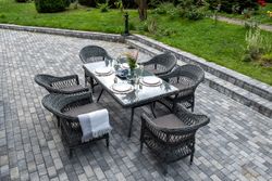 "Амароне" обеденная группа из искусственного ротанга на 6 персон, цвет графит