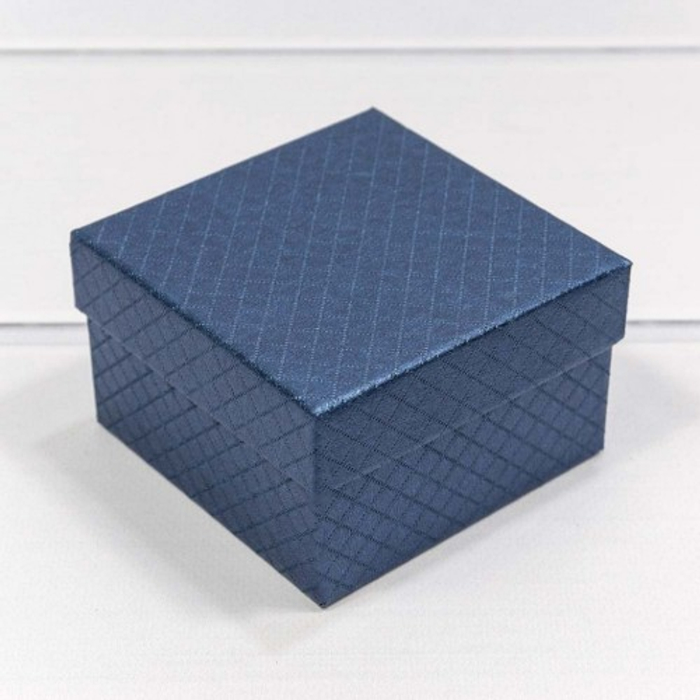 Коробка Ювелирная 9х9х5.5 см "Ромбики" (Синий)