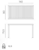 Стол пластиковый обеденный Nardi Cube 140x80, тортора