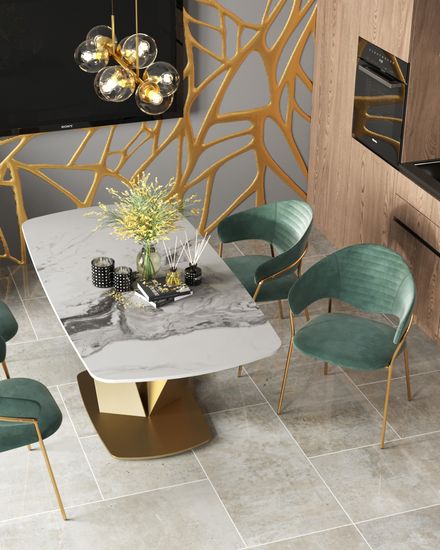 Стол обеденный Аврора 180*90 керамика светлая