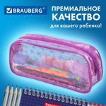 Пенал-косметичка BRAUBERG LUCENT на молнии прозрачный "Butterfly" 21х5х9 см (2 штуки в упаковке)